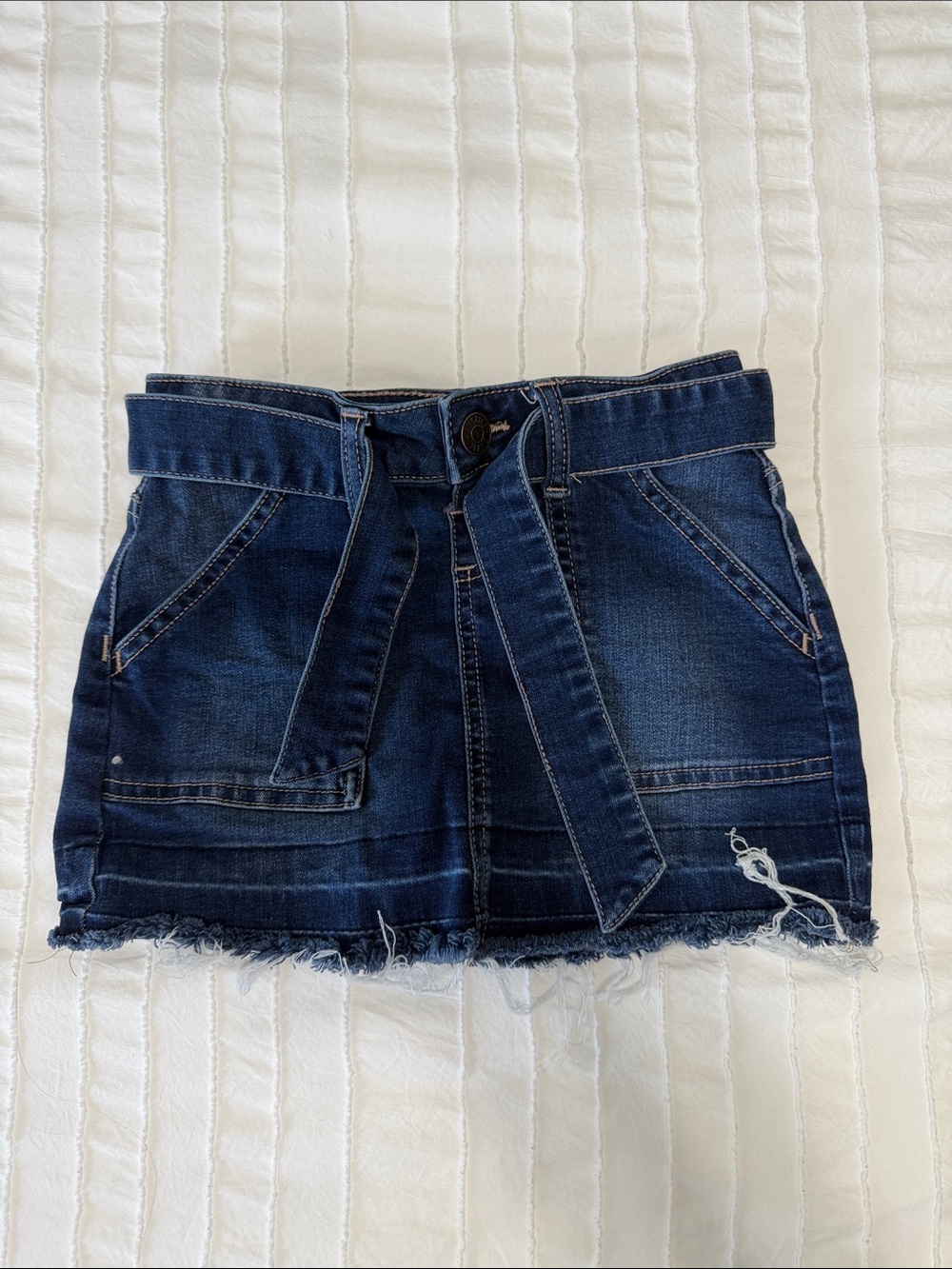 Justice Girls Dark Blue Denim Tie-Waist Mini Skirt size 7